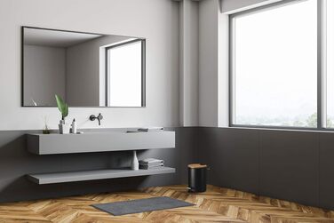 Смітник для косметики VMbathrooms з педаллю та бамбуковою кришкою, 3 л, Soft-Close, чорний — для ванної кімнати та туалету