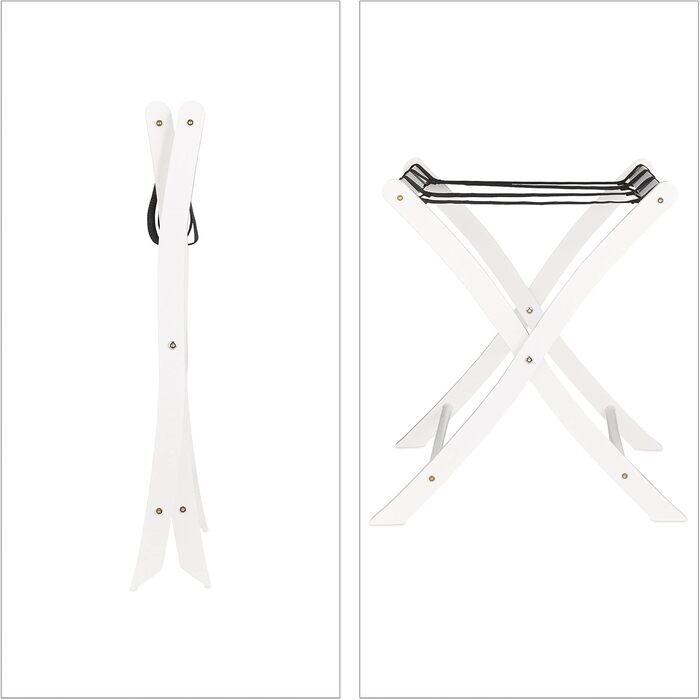 Relaxdays Luggage Rack Wood, foldable, luggage rack, suitcase storage, for travel luggage, HxWxD: 52.5x66.5x48 cm, white