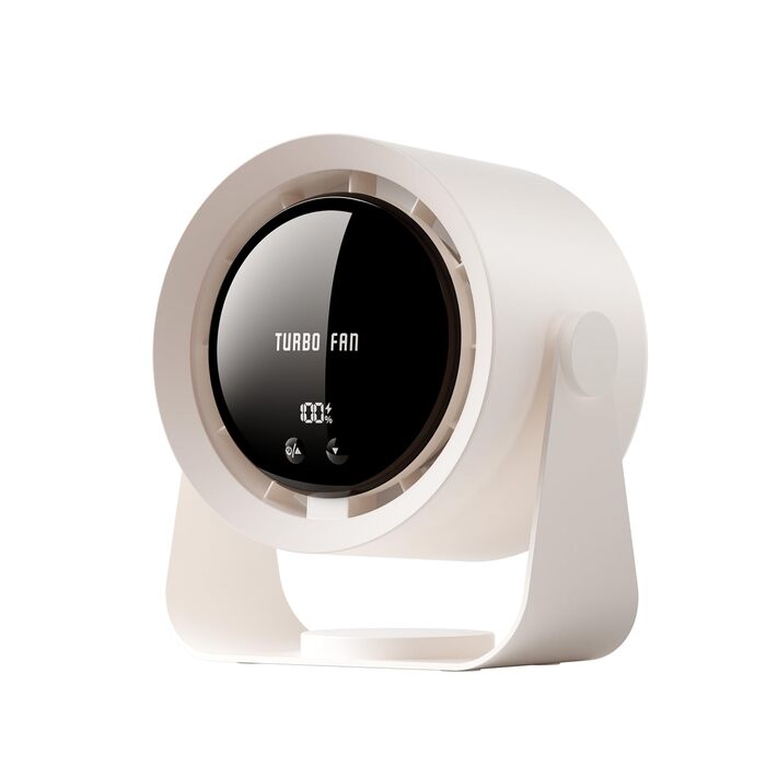 Перезаряджуваний USB-настільний вентилятор з цифровим дисплеєм, 5-рівневий тихий вентилятор, регульований на 90°, настільний вентилятор для спальні, кухні, кемпінгу, офісу (Хакі)
