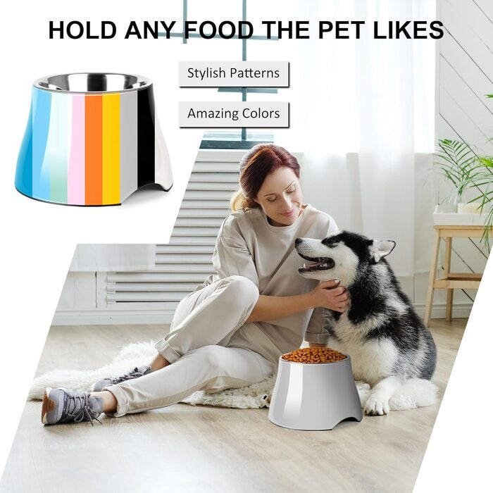 Миска для собак Petvillage, конусоподібна, неслизька, з нержавіючою сталлю, піднята, для маленьких та середніх собак, спанієлів з довгими вухами, велика місткість, 1.5 л / 3 чашки (Середня (2 чашки), сіра)