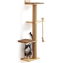 Котячий будиночок FUKUMARU: когтеточка, ліжко, когтешліф з джуту, 127,7 см, масивне дерево