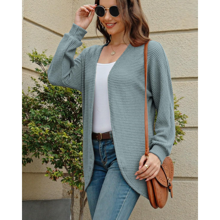 Жіноча в'язана жилетка на осінь Cardigan з V-подібним вирізом, стильна та елегантна (Сіро-блакитний, M)