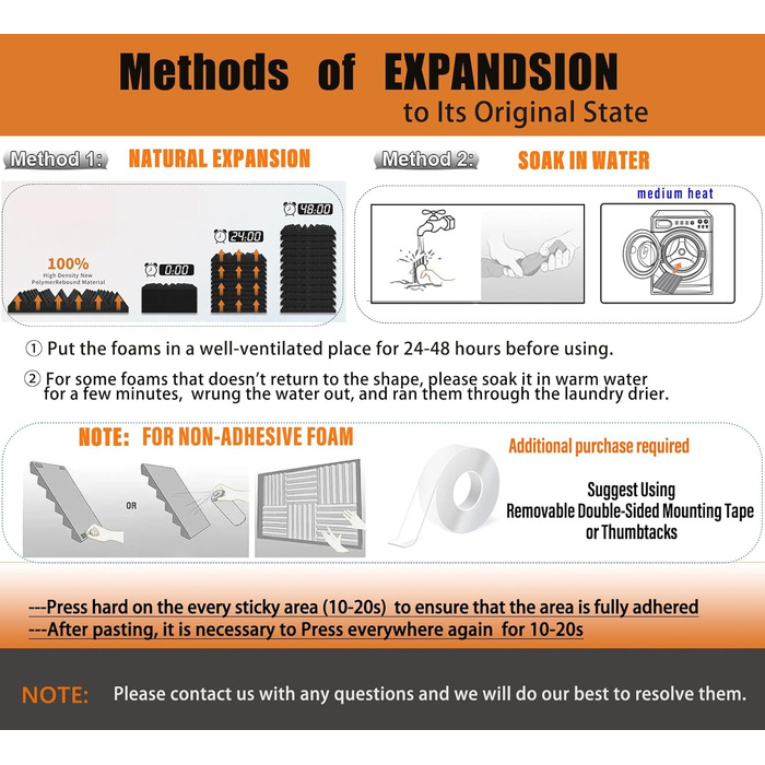 Самоклеїться акустичні панелі з шумопоглинаючого поролону, звукоізоляційні плити для студії та офісу, чорні, 30x30x2.5 см (48 штук)
