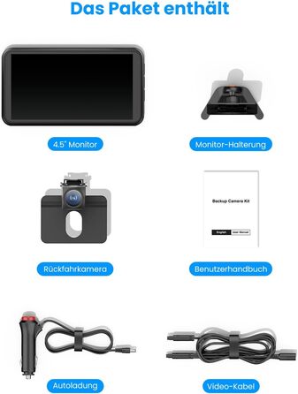 Автомобільна камера заднього виду Auto-VOX Plug & Play 4.8'' 1080P, стабільний сигнал, нічне бачення, IP69K, 3-кратний зум для вантажівок, SUV, автодомів