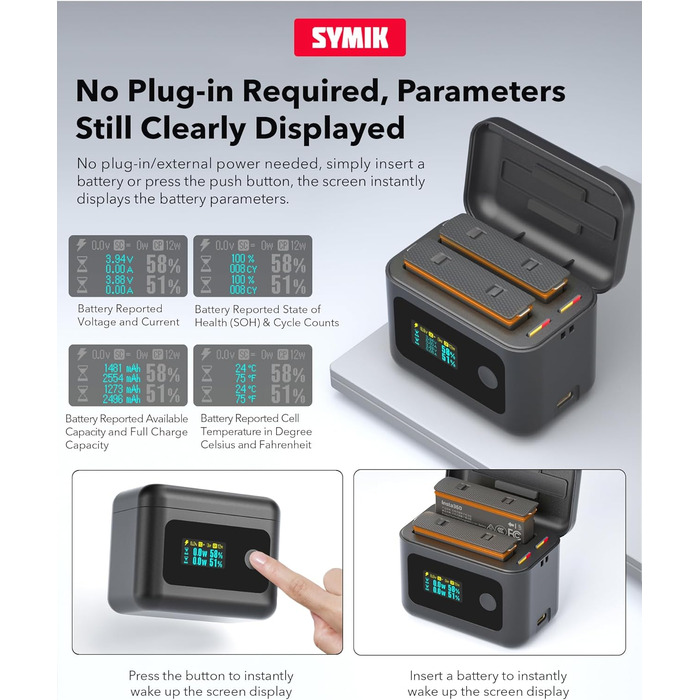 Акумулятори Insta360 X4 Air (2 шт.) з зарядним хабом 24W та LCD-дисплеєм – Treeboy