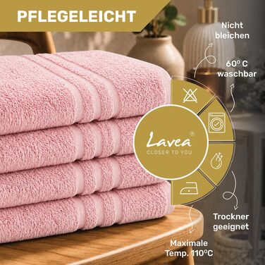 Набір рушників для рук Lavea Elena (8 шт), 100% бавовна, гігроскопічні та м'які, пастельно-рожеві, 50x100 см