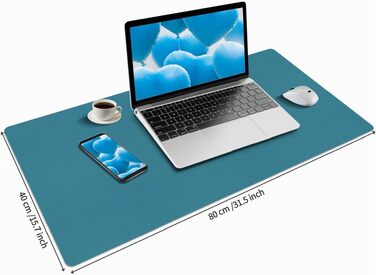 Килимок для столу та миші з PU шкіри Office, 80x40 см, небесно-блакитний