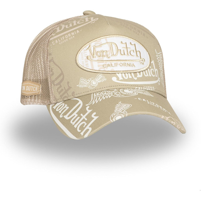 Кепка Von Dutch Trucker Snapback унісекс, бежево-біла