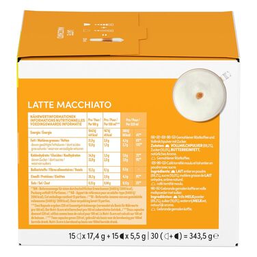 Капсули для кави Nescafé Dolce Gusto Latte Macchiato, середній обсмал, набір 90 порцій (3 упаковки по 15 капсул)