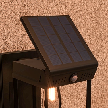 Outsunny Solar Wandleuchte LED Outdoor Light Warm White Adjustable with Light Sensor IP44 for Garden Terrace Black