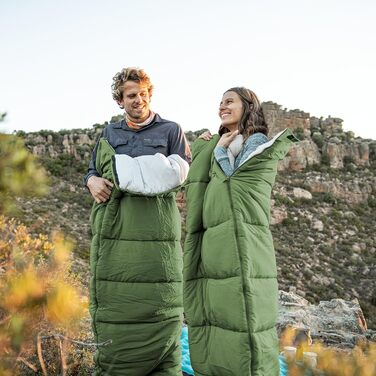 Спальний мішок Naturehike для дорослих, легкий прямокутний, з'єднувальний, на 3 сезони, для кемпінгу та походів (зелений)