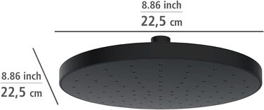 WENKO Rain Shower Head Automatic Cleaning - Anti-Limescale Universal Shower Head with Automatic Cleaning System, Plastic (ABS), 22.5 x 22.5 cm, Silver Glossy, 24000100 (Black)