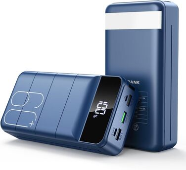 Power Bank 60000mAh 22,5W USB-C: Зовнішній акумулятор для смартфонів, планшетів, блакитний