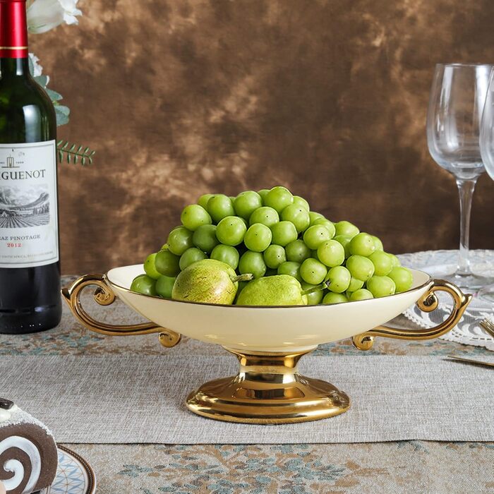 Золота етажерка Fanquare з 2 ярусами з кераміки та порцеляни, підставка для тортів, фруктів та капкейків