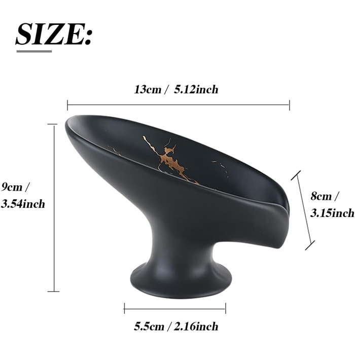 Керамічна мильниця-органайзер для мила, шампуню, чорного кольору, вінтажний дизайн, самостійно витікає