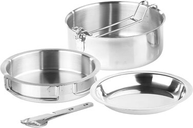 Набір посуду для кемпінгу Semptec Urban Survival Technology: 6-ти частинний набір з нержавіючої сталі з приборами