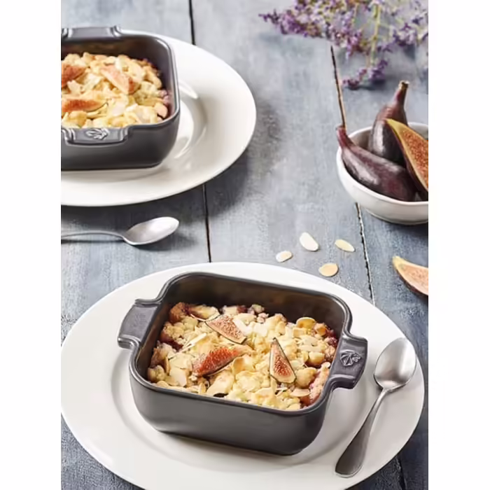 Керамічна квадратна форма для запікання Peugeot Appolia з ручками, 28x28 см, 2 л, біла/сатин чорна