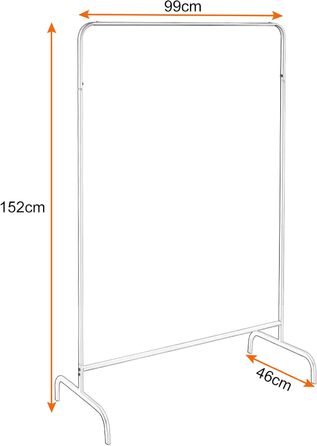 EUGAD Clothes Rack Coat Rack Laundry Rack, Coat Clothes Stand, Clothes Rail White, 99x46x153cm, Heavy Duty Cloth Rail