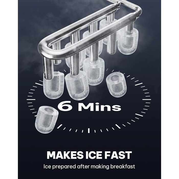 Машина для приготування льоду Silonn з ручним кошиком для льоду – портативна та самоочисна, міні-машина для льоду, 9 кубиків/6 хв, 12 кг/день, легке виймання кубиків льоду та використання будь-де (Edelstahl-IM21, 1.2 L)