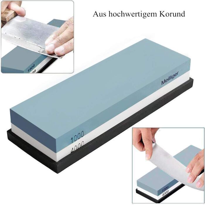 Набір для заточування ножів Schleifstein: двосторонній точило з зернистістю 1000/4000, з антиковзким тримачем