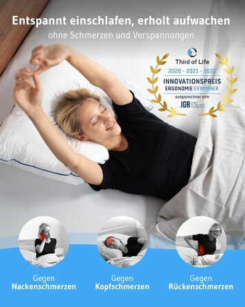 Pillow 60x70 inSPIRO from the winner of the 2022 Ergonomics Innovation Award, Best Ergonomic Sleeping Pillow, Suitable for Side Sleepers, Back Sleepers & Stomach Sleepers, Optimal Cervical Pillow 60 x 70