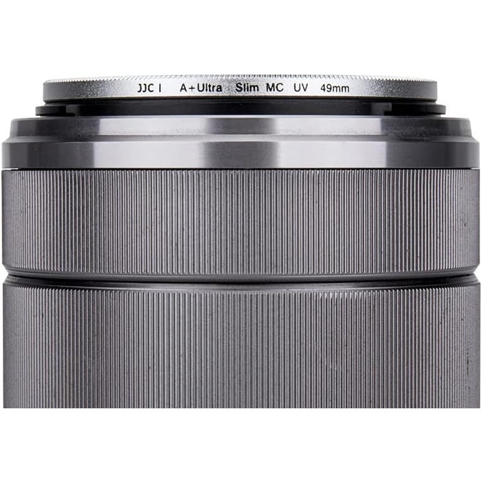 Фільтр JJC UV 49mm, ультратонкий, багатошарове покриття, захист від УФ-випромінювання, для об'єктивів Canon Sony DSLR з різьбою 49mm (Срібний)