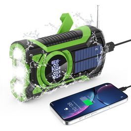 Радіо на сонячній батареї 5000 mAh з Bluetooth, Powerbank, ручним заводом, світильником LED та USB - для надзвичайних ситуацій
