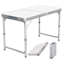 Складний алюмінієвий стіл 120 см для пікніка, кемпінгу, саду та вечірок. 3 регульовані висоти.