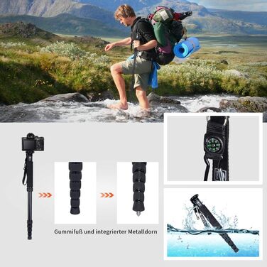 Штатив-монопод SIRUI P-306 для камери: легкий, компактний, алюміній, 6 секцій, до 155 см, 8 кг