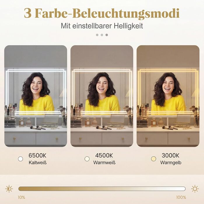 Дзеркало для макіяжу COSTWAY з підсвіткою, 3 режими світла, 5-кратне збільшення, сенсорне керування, поворотне на 360°, Голлівудське дзеркало (80 x 14 x 62 см)
