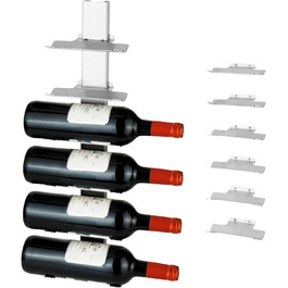 Настінна полиця для вина з нержавіючої сталі на 6 пляшок – стильна підвісна полиця для кухні та бару