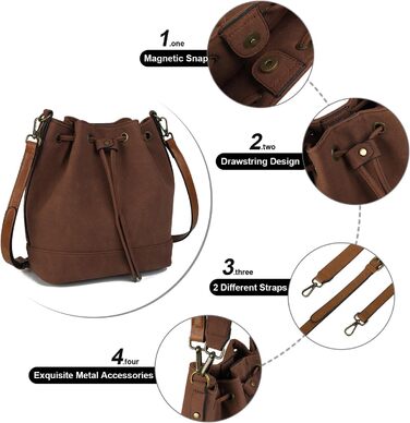 Сумка жіноча AFKOMST через плече, велика м'яка сумка-шопер з двома ременями (темно-коричнева)