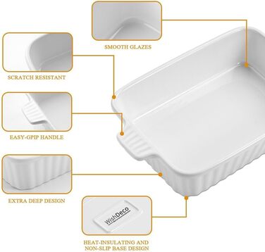 Набір форм для запікання (4 шт.), прямокутні, кераміка, для лазаньї, з ручками, жаростійкі, підходить для мікрохвильової печі та мийки