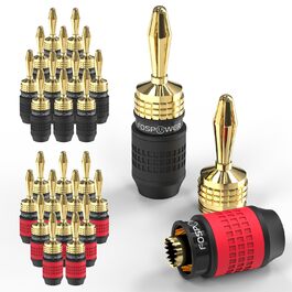 Bananкові роз'єми FosPower 24K позолочені (12 шт) для акустичних кабелів 4мм, Hi-Fi, AV-ресиверів, домашнього кінотеатру без пайки