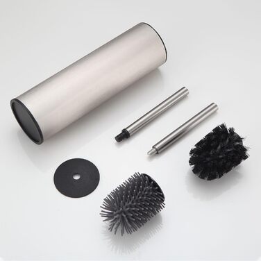 Підлогова щітка для унітазу Dazi з нержавіючої сталі, металева, матова, з 2 довгими щітками для глибокого очищення, запобігає розбризкуванню та засміченням (нікель)