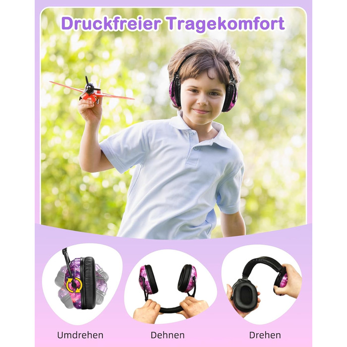 Навушники для захисту від шуму ZOHAN 030 для дітей 3-18 років, для дітей з аутизмом, для школи, концерту, галактичний дизайн