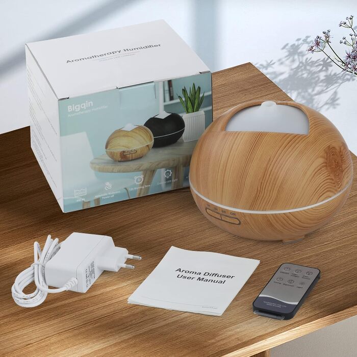 Ароматичний дифузор 500 мл з таймером, LED-підсвічуванням та дистанційним керуванням для дому, йоги та СПА