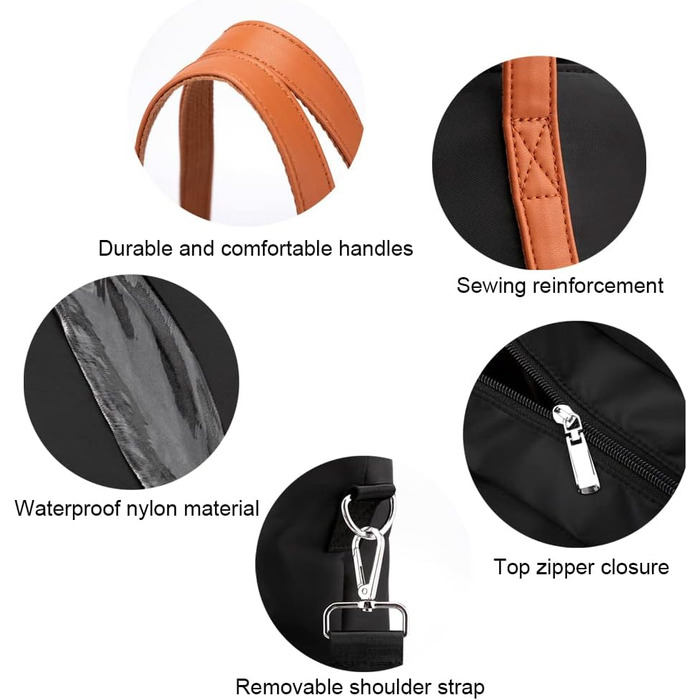 Zhongningyifeng Women's Nylon Tote Bag 15.6 Inch Laptop Shoulder Handbag Wallet for Travel Work