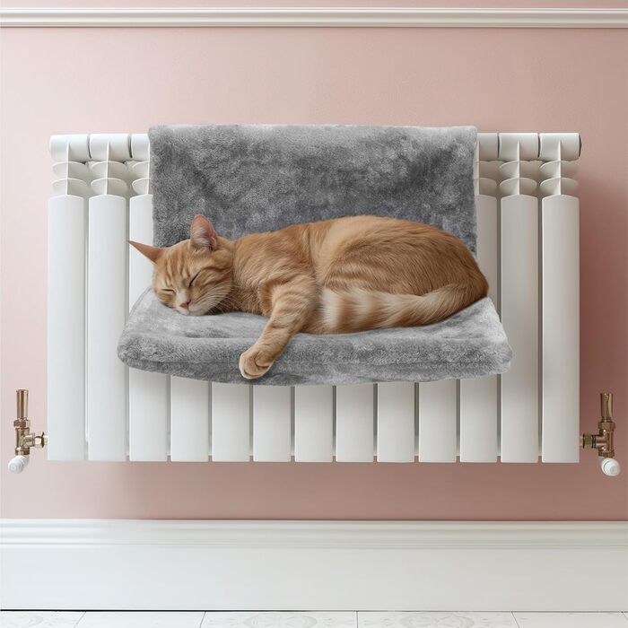 Navaris Cat Bed Heater - Heating Mat for Cats - Cat Heating Bed - Cat Bed with Heater - Cat Basket Heater - For Cats up to 15 kg - Cat Hammock Heater - (Dark Grey)