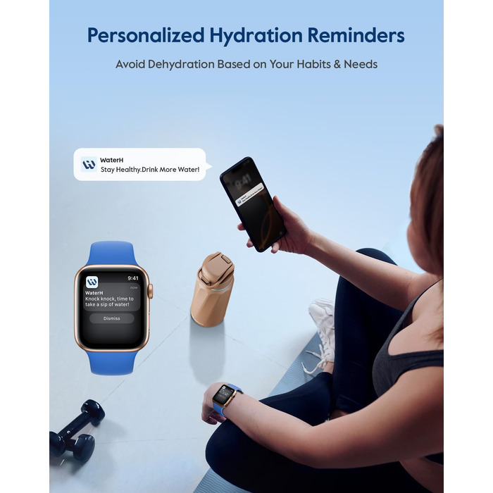 Розумна пляшка для води WATERH Boost з нагадуванням та трекером, 946 мл, нержавіюча сталь, подвійні стінки, широке горлечко, ідеальний подарунок (Mocha Mouse)