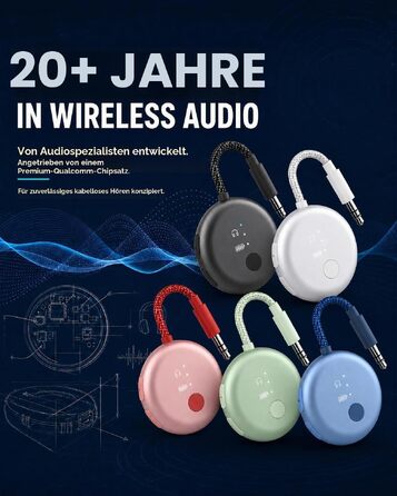 Bluetooth-адаптер для літака Avantree SoundJet R1 для AirPods та бездротових навушників, 25 годин роботи (набір з 7 шт, 5 кольорів)