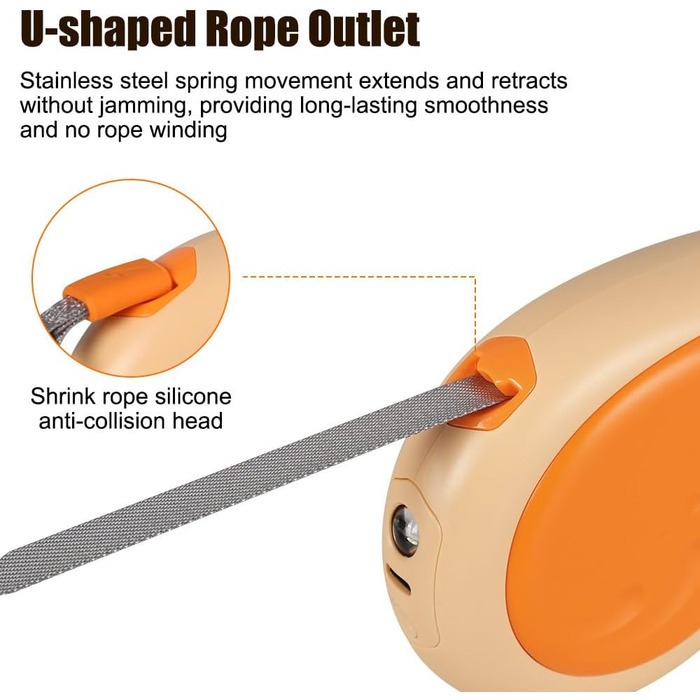 Висувна поводок для собак, 4.8м, міцний рулон з поворотним гачком на 360° та LED-підсвіткою, для собак та котів середніх та малих порід (до 30 кг), колір зелений