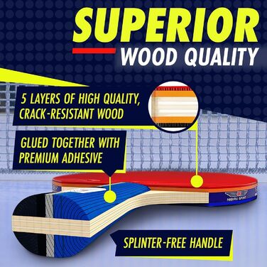 Professional Ping Pong Set with Paddles, Balls, Net & Case - Table Tennis Equipment