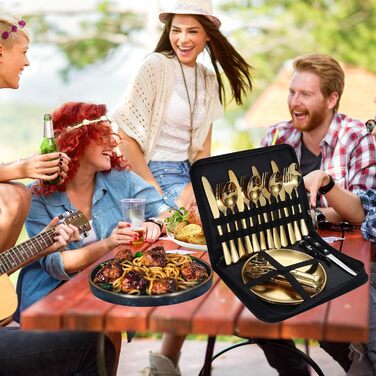 Набір посуду для кемпінгу MOMAHUA на 2 особи (10 шт.) з нержавіючої сталі. Ідеальний для пікніків, подорожей. Включає сумку для посуду. (Набір посуду на 4 особи)