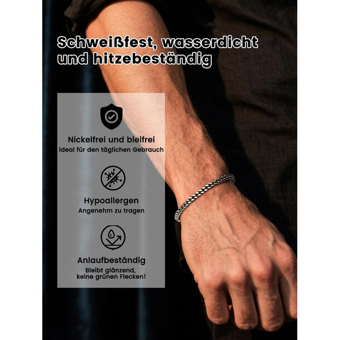 Чоловічий браслет Bestyle з нержавіючої сталі, ланцюг панцир, ширина 5/7/9/12.5 мм, срібний/чорний/золотий, довжина 19/21/23 см - ідеальний подарунок для чоловіків