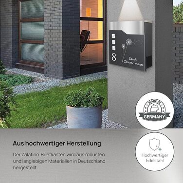 Поштовий ящик антрацит RAL 7016 Svenja з написом та газетницею - сталевий порошково-пофарбований, з 3 вікнами огляду