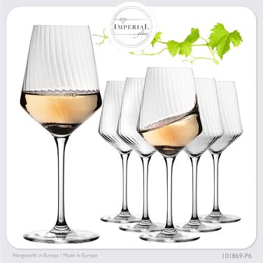 Набір келихів для білого вина 'London' 460мл, 6 шт. з кристалічного скла, рельєфні, для Різлінг, прозорі
