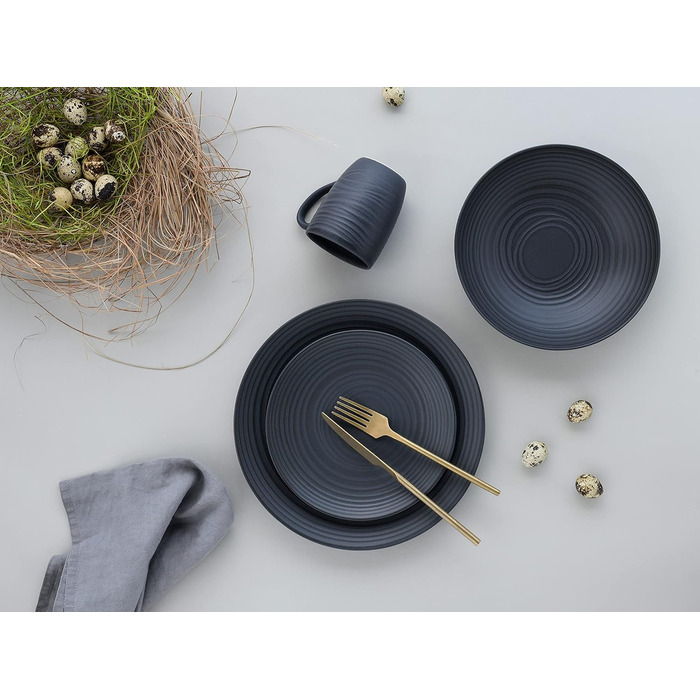 Набір посуду Creatable Serie Lava Stone (6 предметів) з кераміки, придатний для миття в посудомийній машині та використання в мікрохвильовці, Made in Portugal