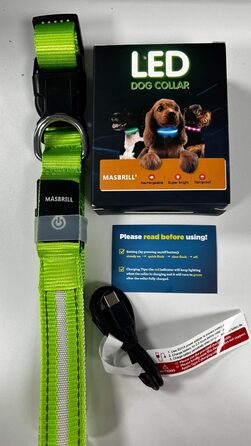 Світловідбиваючий нашийник для собак MASBRILL з LED-підсвічуванням, водонепроникний, 3 режими освітлення, синій