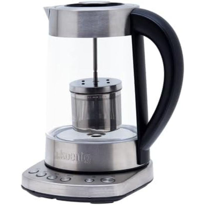 H.KOENIG TI600 Instant T Teapot Electric Kettle 1.5L, 1.5 liters, Stainless Steel/Glass (Kettle and Teapot)